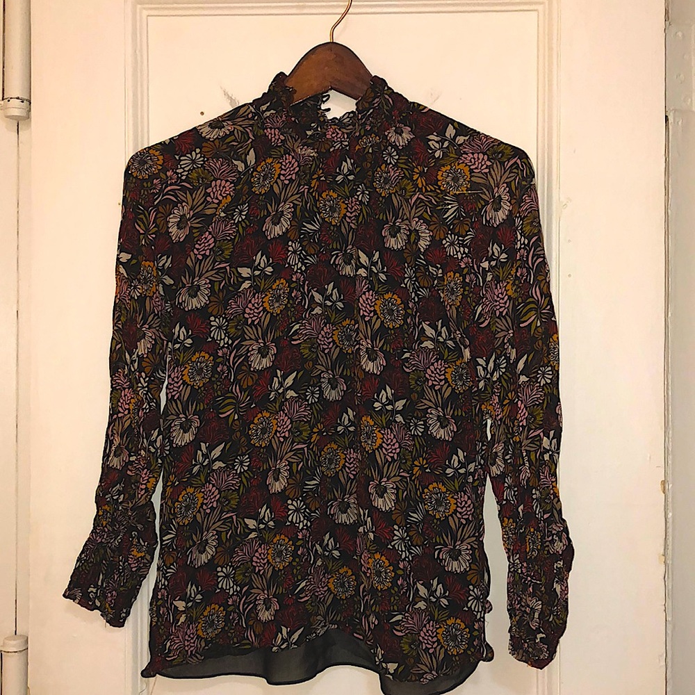 Zara high neck chiffon top